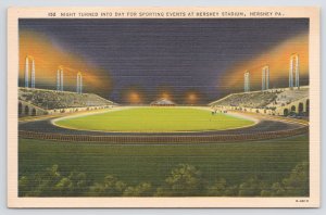 Linen~Night Turned Into Day @ Hershey Stadium Hershey PA~Vintage Postcard