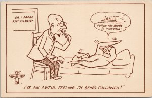 Victoria BC Bird Couch Psychiatrist Willi-Toons Comic Diggon-Hibben Postcard G75