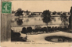 CPA Saumur Square du Theatre,Quartier des Ponts FRANCE (1152800)