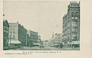 NASHUA NH~MAIN STREET-LOOKING NORTH~F E NELSON PUBLISHED 1900s POSTCARD