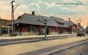 J28/ Anderson Indiana Postcard c1910 Big Four Railroad Depot Station 75