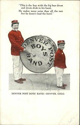 Denver CO Denver Post Boys Band Large Drum c1910 Postcard