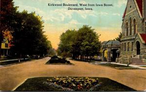 Iowa Davenport Kirkwood Boulevard Looking West From Iowa Street Curteich