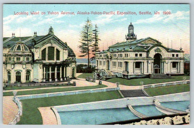 1909 ALASKA YUKON PACIFIC EXPOSITION SEATTLE YUKON AVENUE LOOKING WEST X84