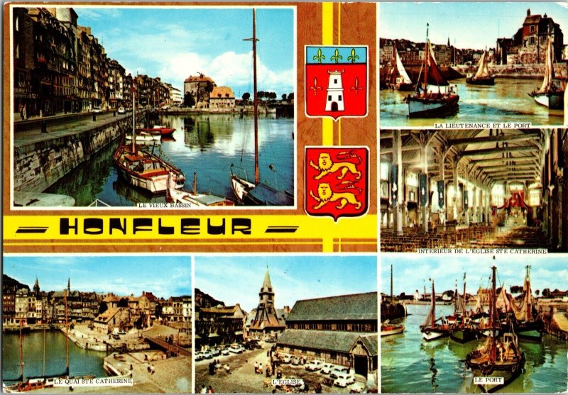 Honfleur Calvados 1950s Vintage Postcard Port City Northern France Normandy