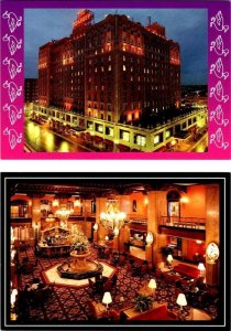 2~4X6 Postcards Memphis, TN Tennessee PEABODY HOTEL Night View & Grand Lobby