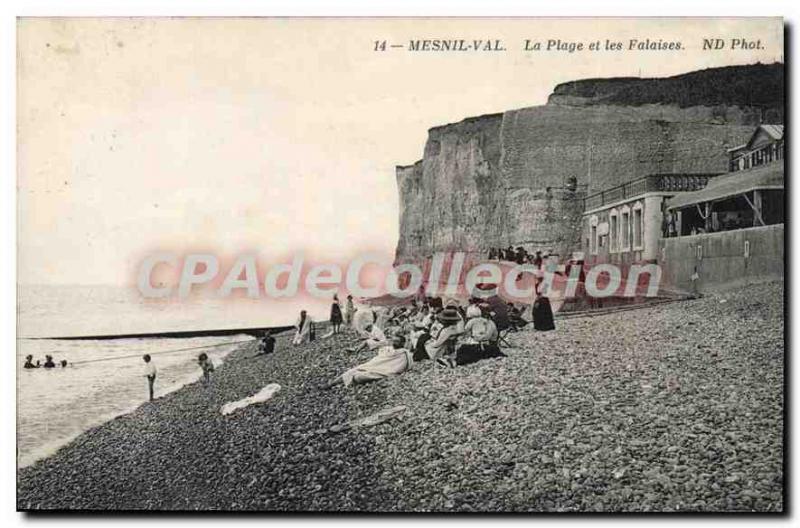 Postcard Old Mesnil Val The Beach And Cliffs