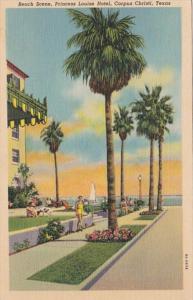 Texas Corpus Christi Princess Louise Hotel Beach Scene Curteich