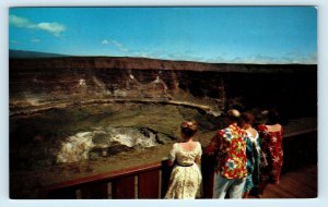 KILAUEA VOLCANO, HI Hawaii ~ HALEMAUMAU FIREPIT c1950s National Park Postcard
