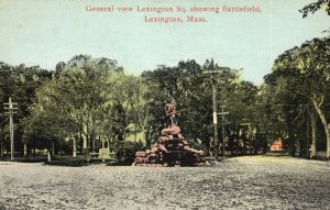 Vintage Postcard General View Lexington Square Showing Battlefield Massachusetts