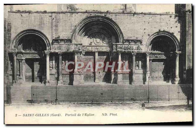 Old Postcard Saint Gilles Portal Of I & # 39Eglise