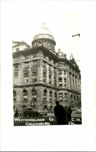 Vtg Postcard 1940s RPPC Westmoreland County Court House Greensburg, PA - Unused