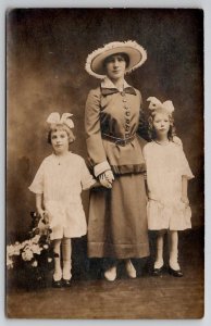 RPPC Harrison NJ Victorian Women Fancy Dresses Daughters Studio Postcard E29