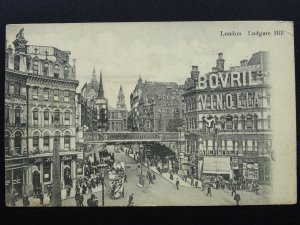 London LUDGATE HILL shows Advert for PECK LEVER WATCHES c1906 Postcard