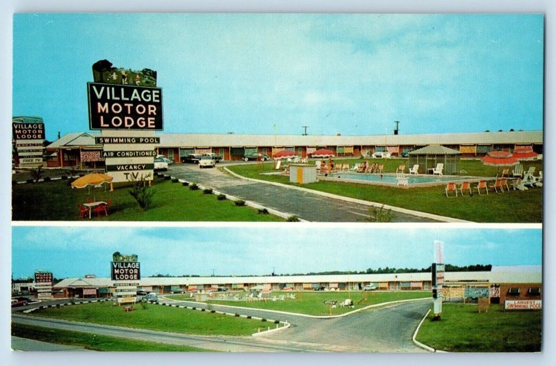 Wilson North Carolina NC Postcard Village Motor Lodge Inn Motel Swimming Pool