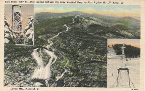 Rutland VT, Pico Peak Ski Area, Lift, Tower, Green Mts., Teich Linen, 1930-45