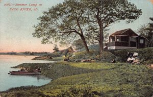 MAINE~SUMMER CAMP ON SACO RIVER~1909 POSTMARK SPRINGVALE ME POSTCARD