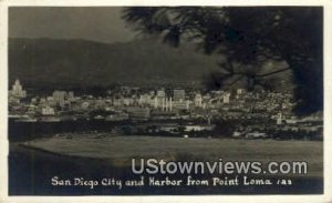 San Diego City & Harbor, Real Photo - Point Loma, California CA  