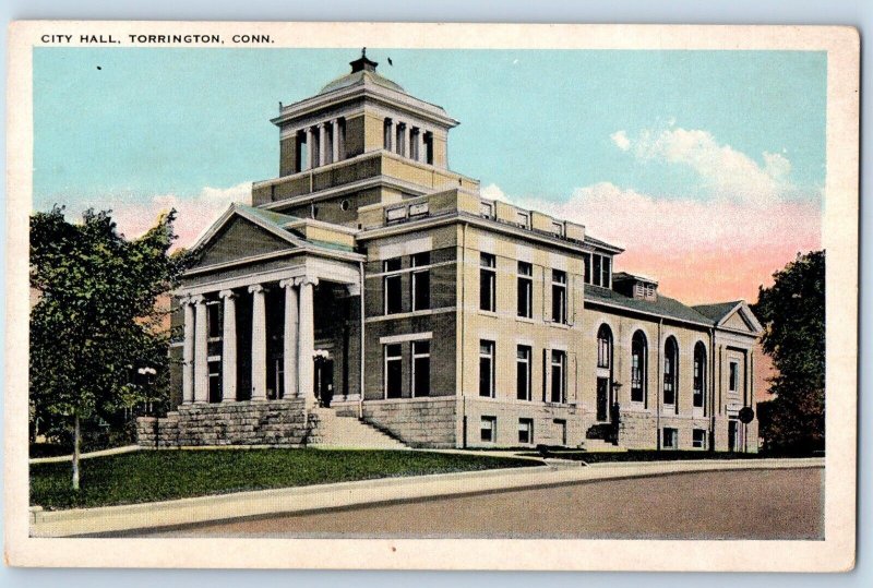 Torrington Connecticut Postcard City Hall Exterior Building 1920 Vintage Antique