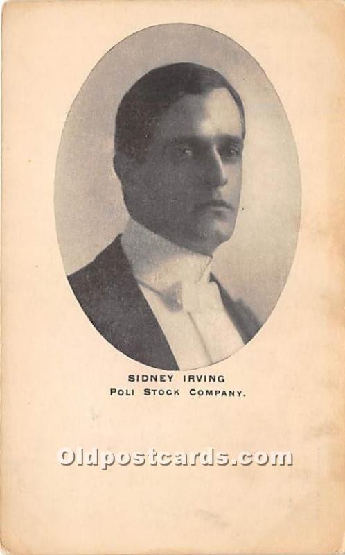 Sidney Irving, Poli Stock Company Theater Actor / Actress Unused 