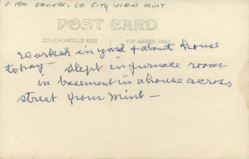 Postcard RPPC Colorado Denver C-1910 View mint 23-8367