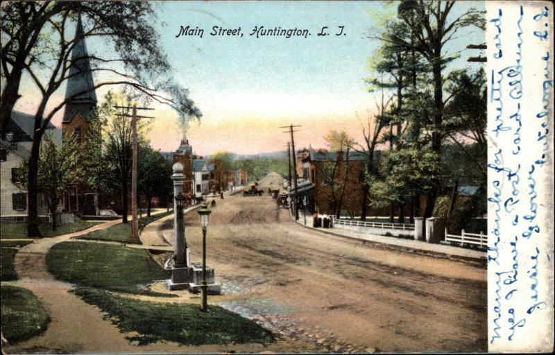 Huntington Long Island New York NY Main Street c1910 Vintage Postcard 