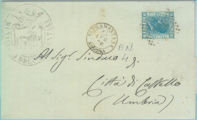 93385 - KINGDOM - POSTAL HISTORY - ANCONA NUMERAL CANCELLATION on ENVELOPE: Cupramontana-