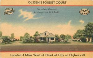 1940s Olssen's Tourist Court roadside MOBILE ALABAMA MWM Linen postcard 2697