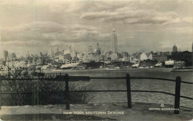 New York Midtown Skyline Underhill Grogan RPPC Real photo 1934 Postcard 22-7583