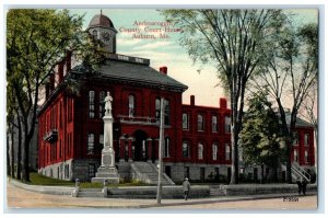 c1910's Androscoggin County Court House Street View Auburn Maine ME Postcard