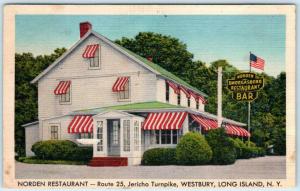 WESTBURY, LONG ISLAND, New York NY  Roadside NORDEN RESTAURANT c1940s   Postcard