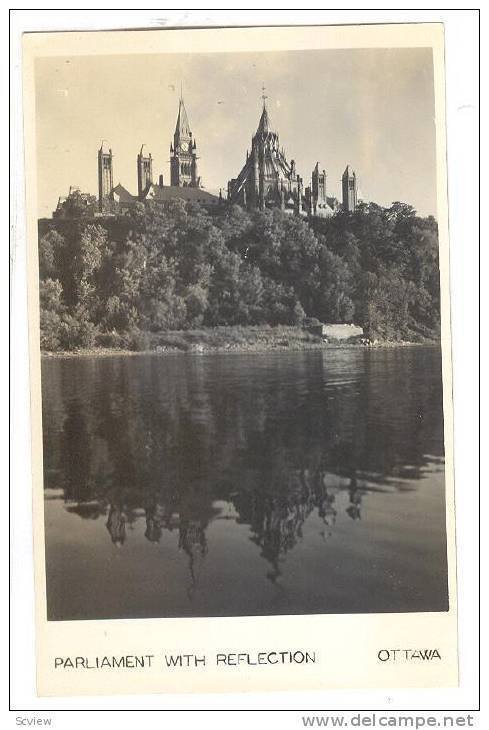 RP, Parliament With Reflection, Ottawa, Ontario, Canada, 1920-1940s