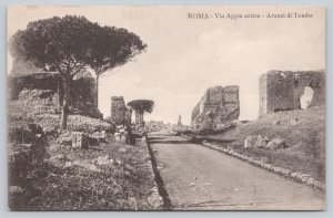 Postcard Rome Italy Via Appia Antica 1910s Tomb Ruins DB View