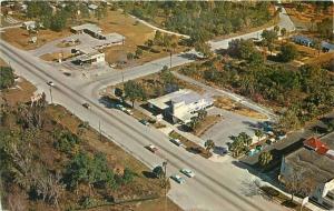 Aerial Homosassa Springs Florida 1950s Postcard Autos Business District 4315