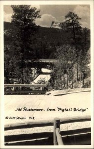 Mt Rushmore South Dakota SD Pigtail Bridge Rise Studio Real Photo c1920 Postcard