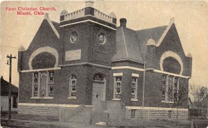 F84/ Miami Oklahoma Postcard 1914 First Christian Church