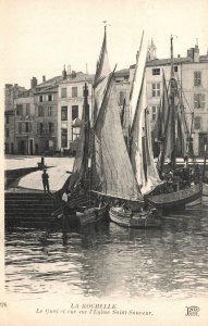 Vintage Postcard La Rochelle Le Quai Et Vue Sur L'Edglise Saint Sauceur France