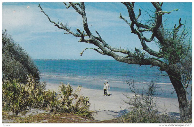JEKYLL ISLAND, Georgia, 1940-1960's; Strolling Along The White Sandy Beach