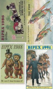 Bipex Policeman WW2 Aircraft Antique Teddy Bear Cats 4x Advertising Postcard s