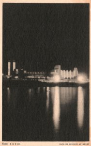 Vintage Postcard 1920's Hall Of Science At Night Chicago World's Fair ILL