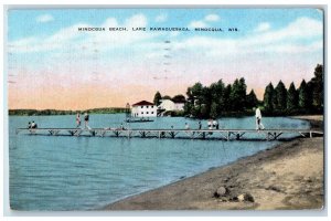 1951 Minocqua Beach Lake Kawaguesaga Scenic View Wisconsin WI Vintage Postcard