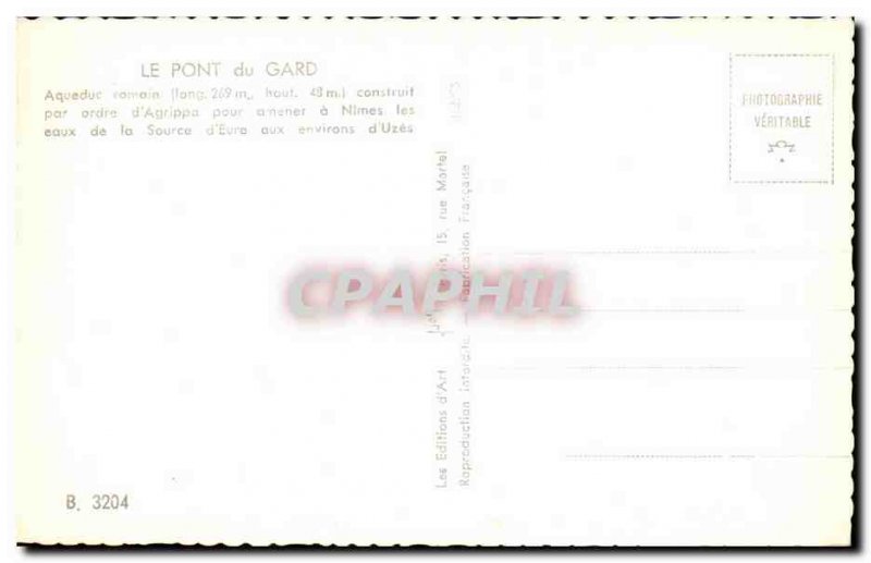 Old Postcard The Pont Du Gard Roman Aqueduct