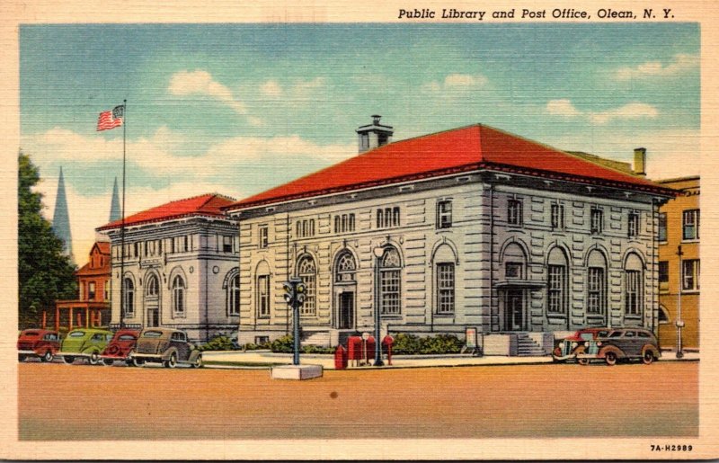 New York Olean Public Library and Post Office 1938 Curteich