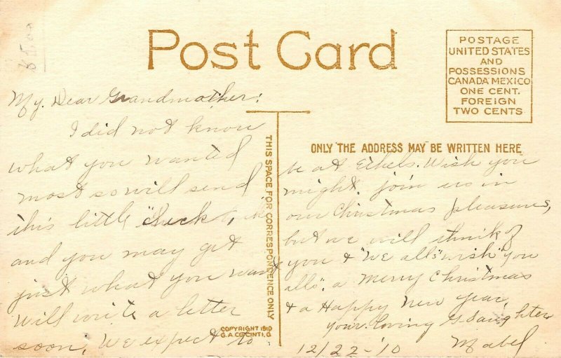 CHRISTMAS GREETINGS 1910 Postcard Pine Branch Wise Men