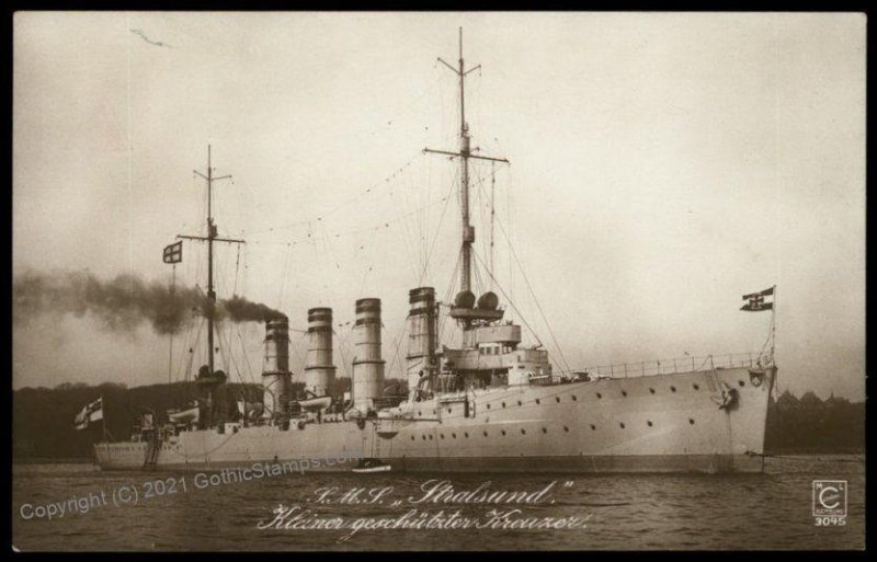 Germany WWI Navy Ship SMS Stralsund Kriegsmarine  Postcard RPPC G65934