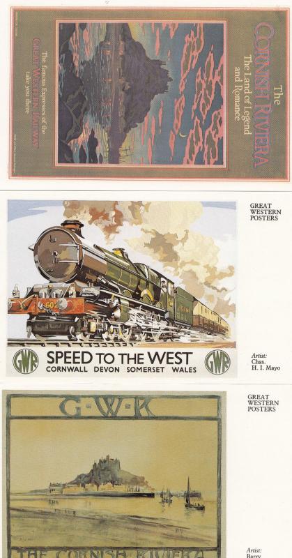 GWR The Cornish Riviera 4x Great Western Railway Train Poster Postcard s