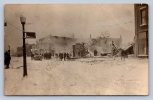 J90/ New London Wisconsin RPPC Postcard c1910 Fire Disaster Winter 13