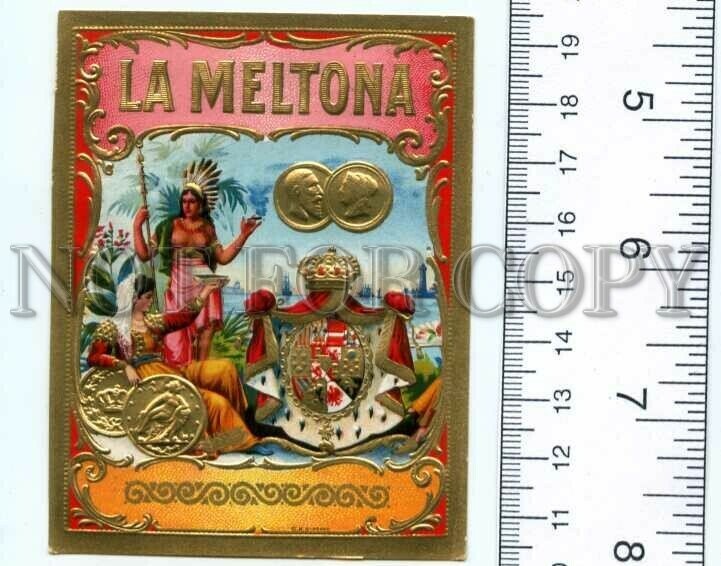 500105 LA MELTONA Vintage embossed cigar box label