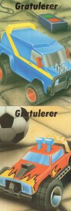 Gratulerer Norwegian Norway Toy Lorries 2x Advertising Postcard s