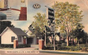 New Iberia Louisiana Teche Courts Vintage Postcard AA8449